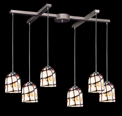 ELK Home 543-6IV Six Light Pendant, Satin Nickel Finish-LightingWellCo