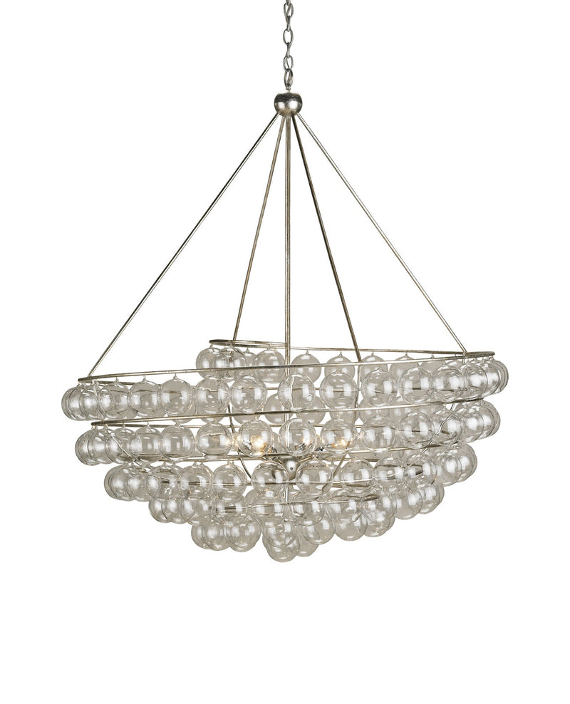 Currey and Company 9002 Four Light Chandelier, Contemporary Silver Leaf Finish-LightingWellCo