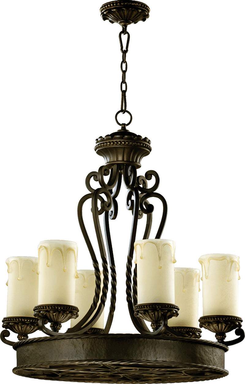 Quorum 6286-6-86 Six Light Chandelier, Oiled Bronze Finish - LightingWellCo