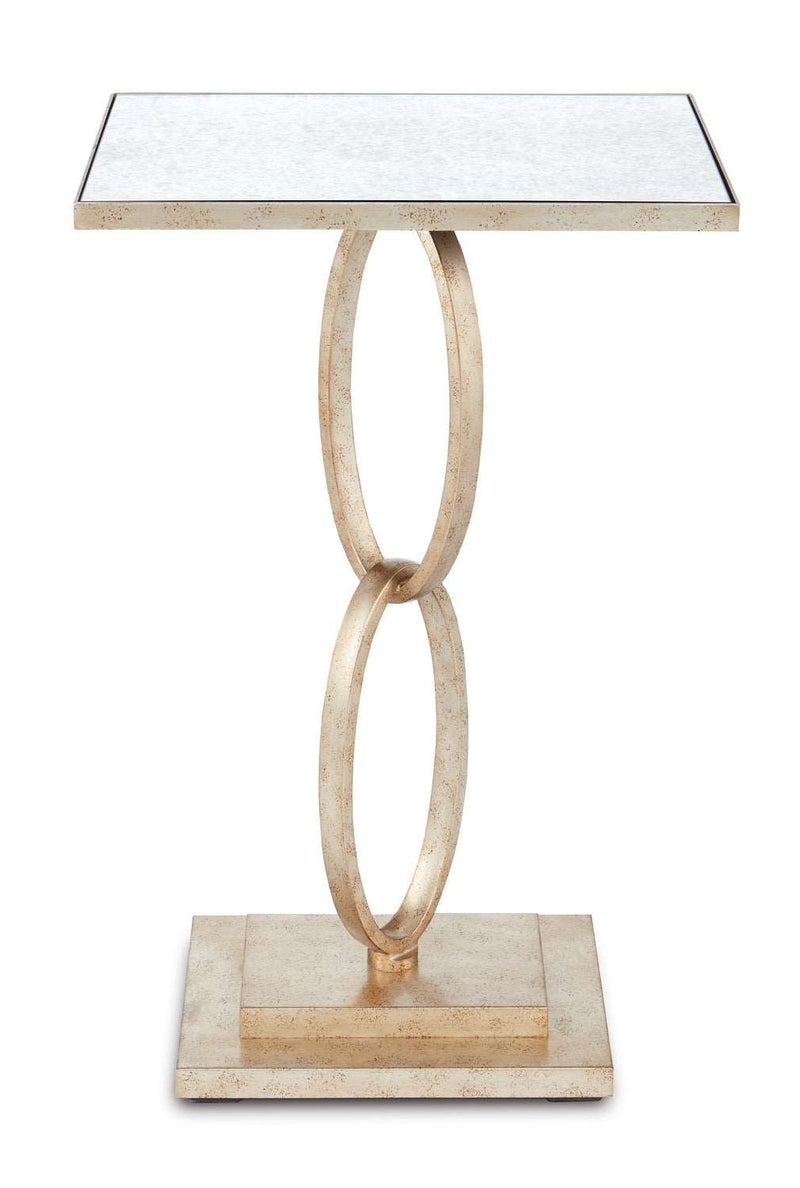 Currey and Company 4096 Accent Table, Silver Leaf/Antique Mirror Finish - LightingWellCo