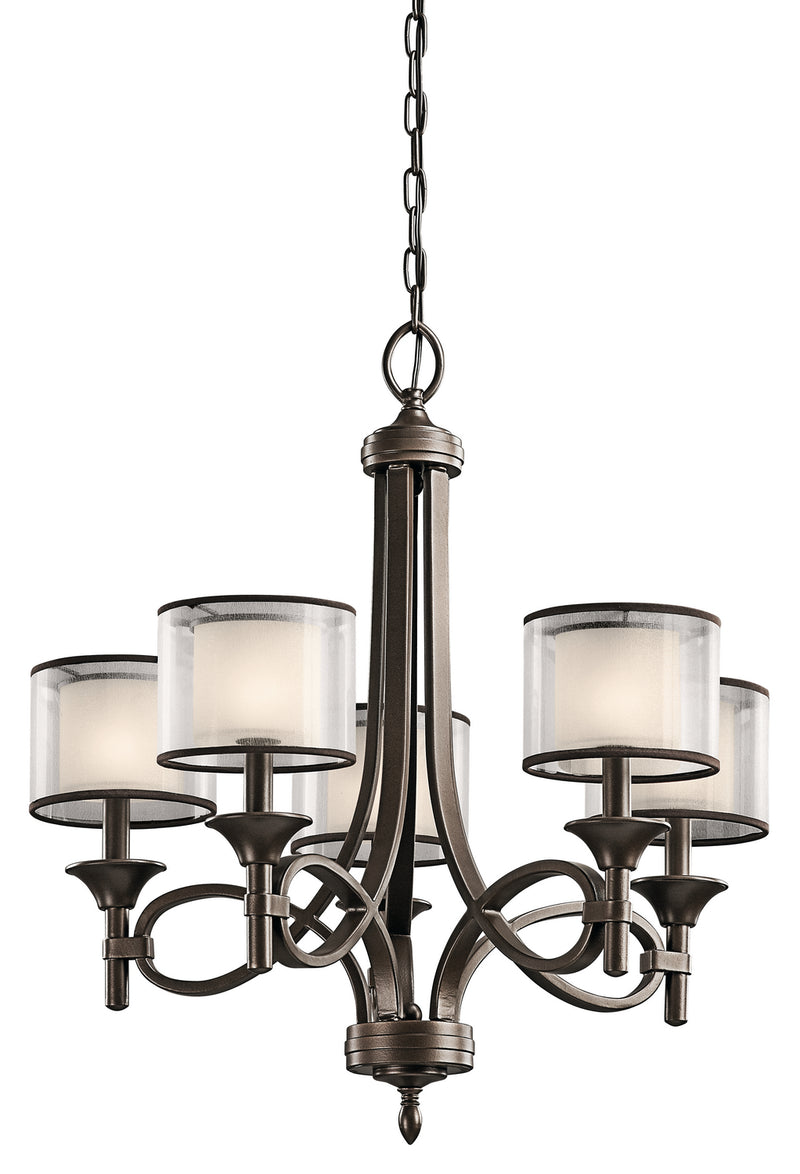 Kichler 42381MIZ Five Light Chandelier, Mission Bronze Finish - LightingWellCo