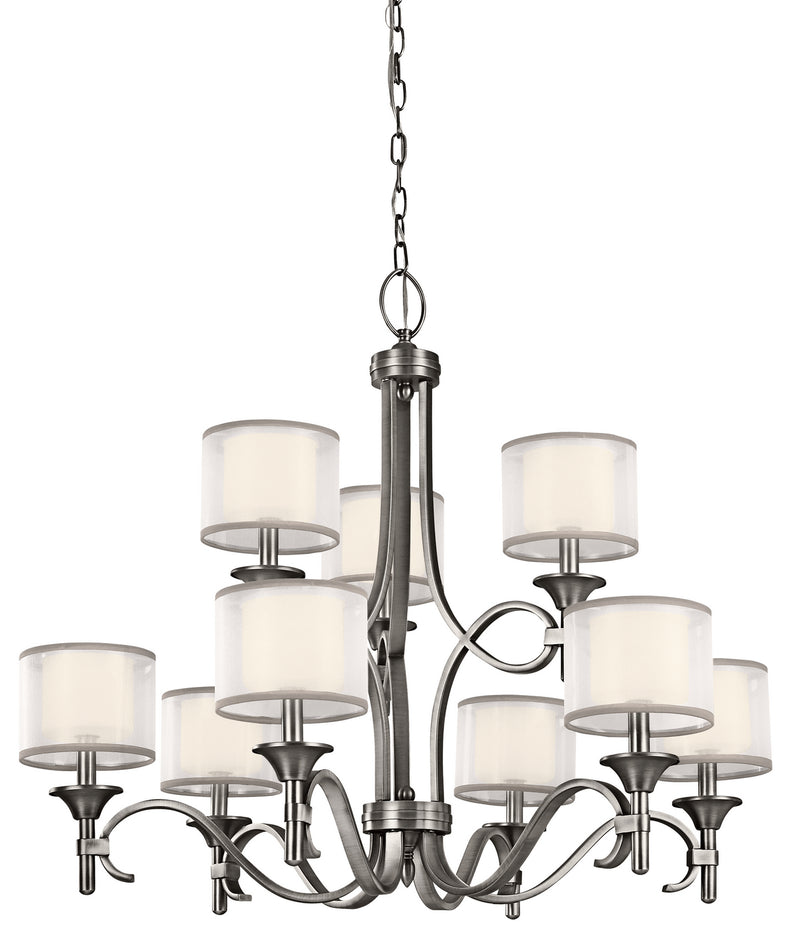 Kichler 42382AP Nine Light Chandelier, Antique Pewter Finish - LightingWellCo