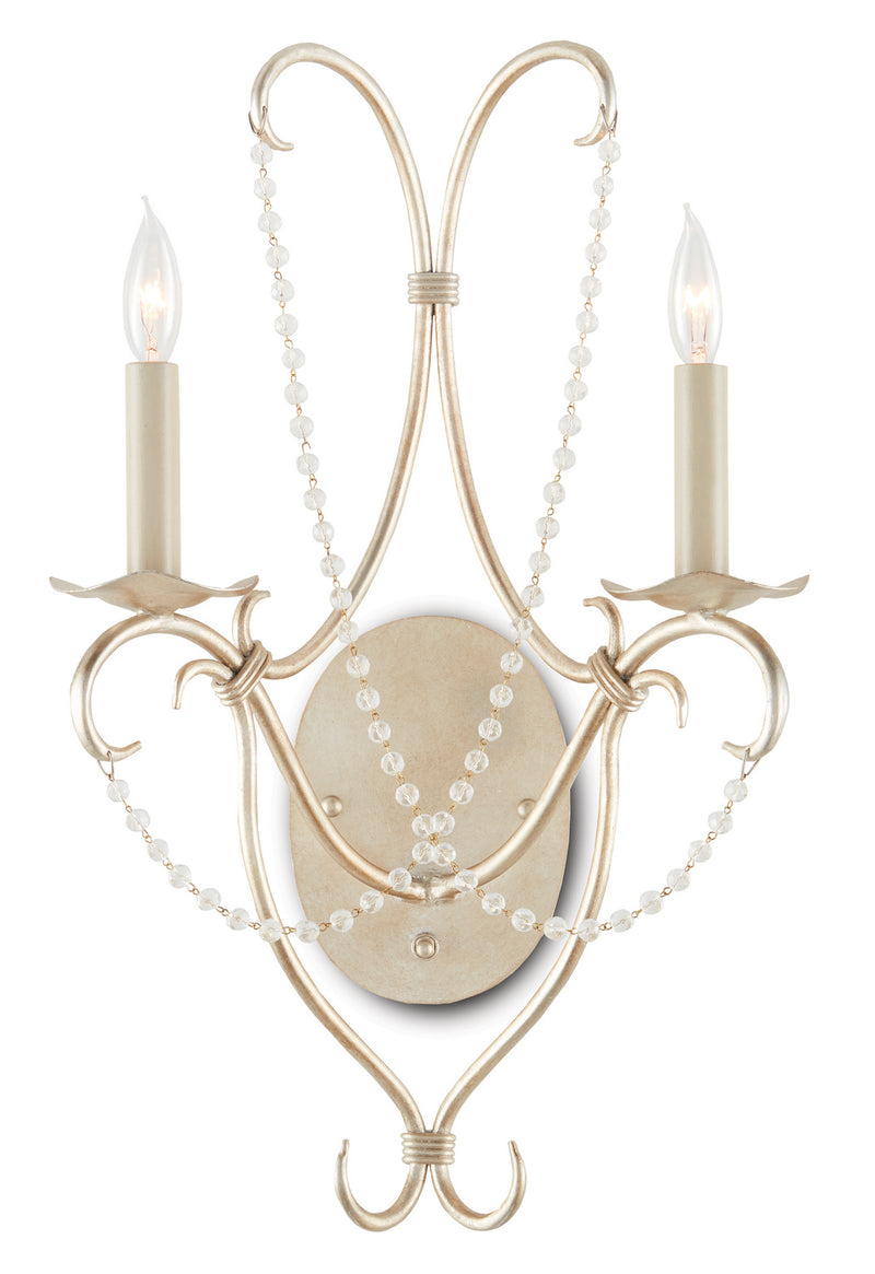 Currey and Company 5980 Two Light Wall Sconce, Silver Leaf Finish-LightingWellCo