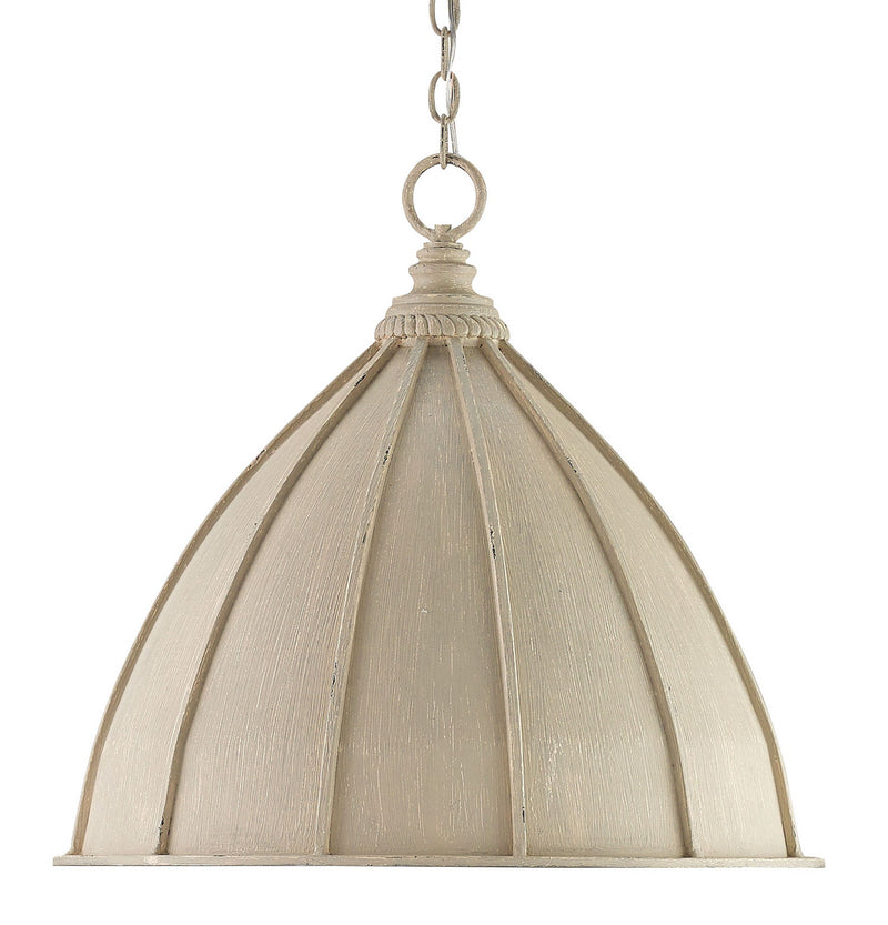 Currey and Company 9149 One Light Pendant, Oyster Cream/Silver Leaf Finish-LightingWellCo