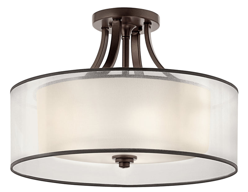 Kichler 42387MIZ Four Light Semi Flush Mount, Mission Bronze Finish - LightingWellCo