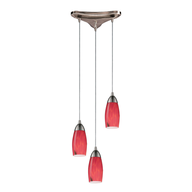 ELK Home 110-3FR Three Light Pendant, Satin Nickel Finish - At LightingWellCo