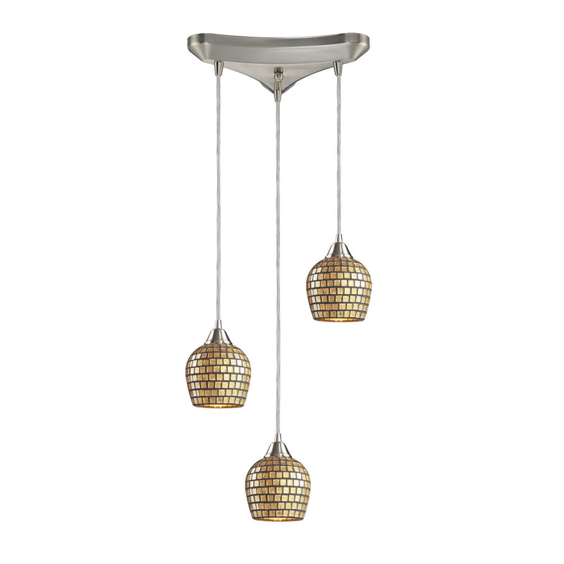 ELK Home 528-3GLD Three Light Pendant, Satin Nickel Finish - At LightingWellCo