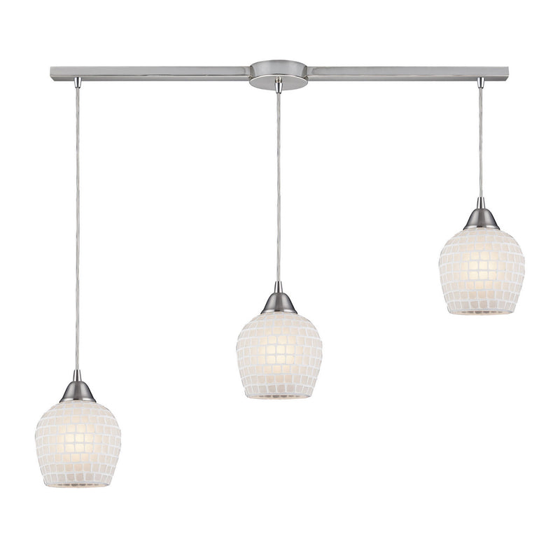 ELK Home 528-3L-WHT Three Light Pendant, Satin Nickel Finish-LightingWellCo