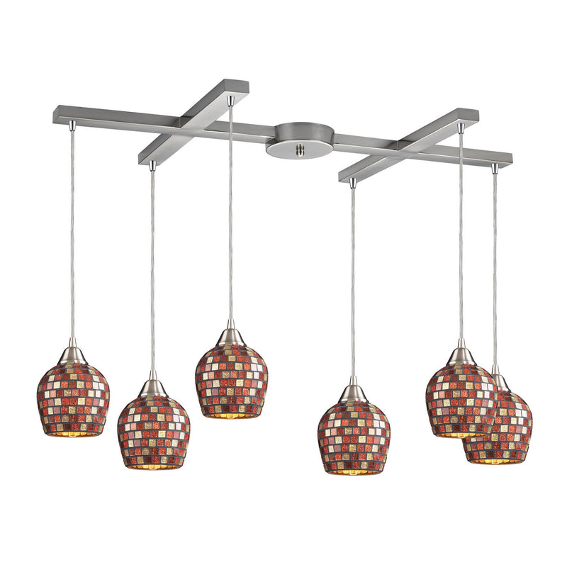 ELK Home 528-6MLT Six Light Pendant, Satin Nickel Finish-LightingWellCo