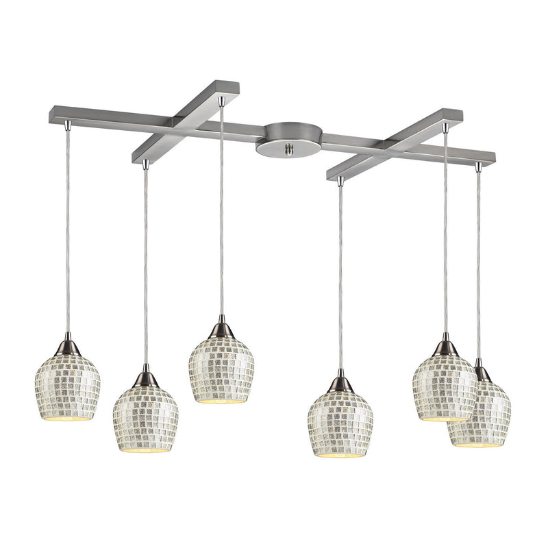 ELK Home 528-6SLV Six Light Pendant, Satin Nickel Finish-LightingWellCo