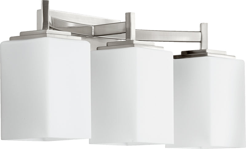 Quorum 5084-3-65 Three Light Vanity, Satin Nickel Finish - LightingWellCo