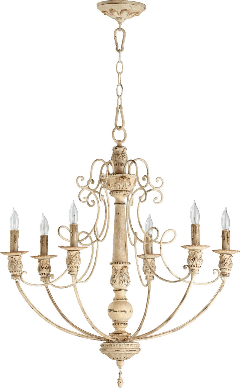 Quorum 6106-6-70 Six Light Chandelier, Persian White Finish - LightingWellCo