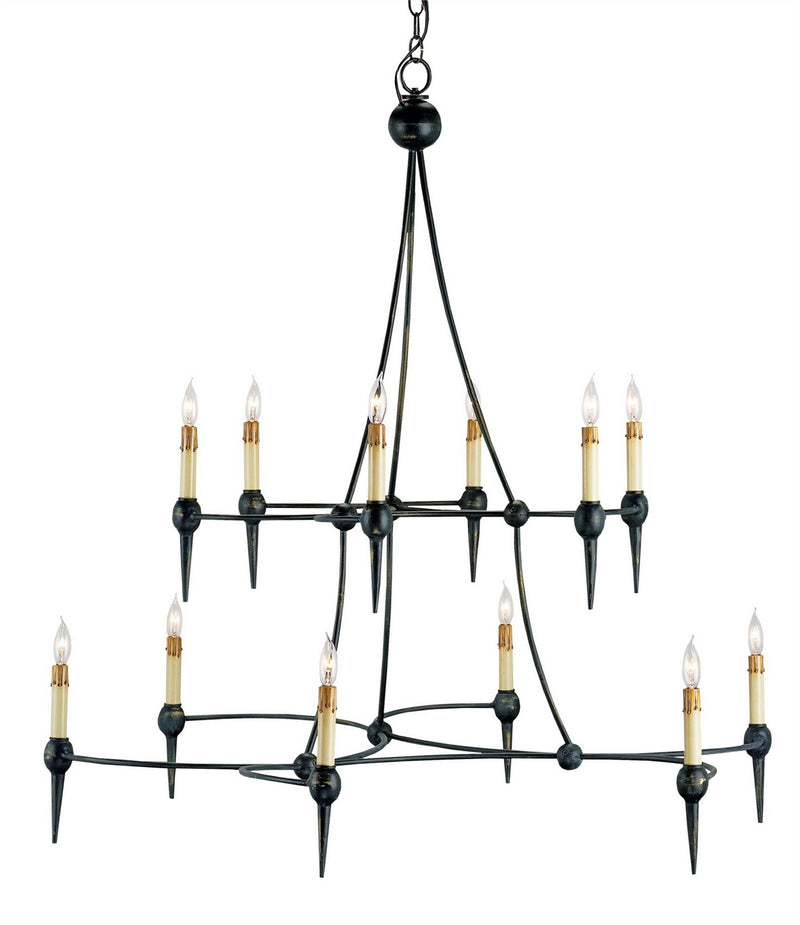 Currey and Company 9157 12 Light Chandelier, French Black Finish-LightingWellCo