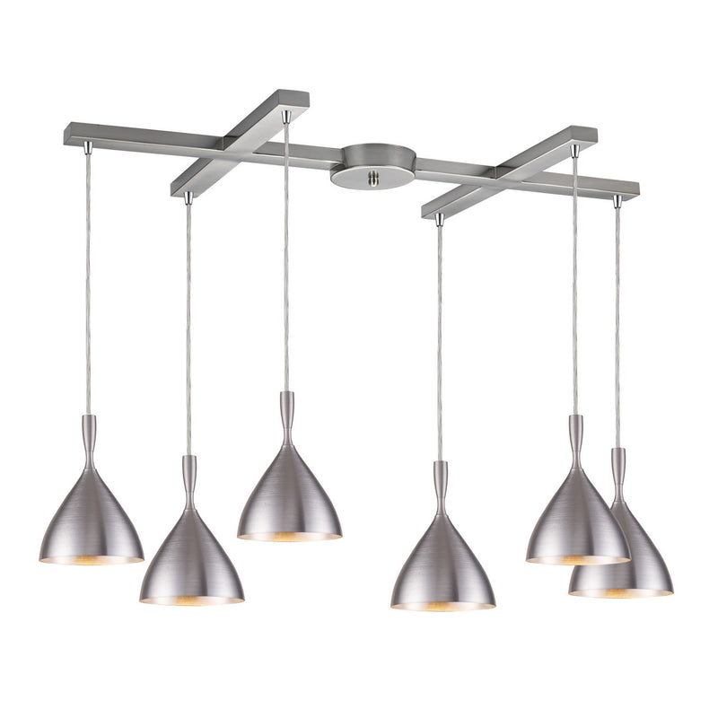 ELK Home 17042/6ALM Six Light Pendant, Aluminum Finish-LightingWellCo