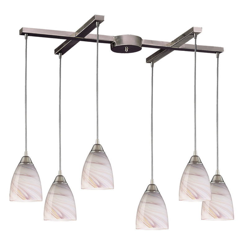 ELK Home 527-6CR Six Light Pendant, Satin Nickel Finish-LightingWellCo