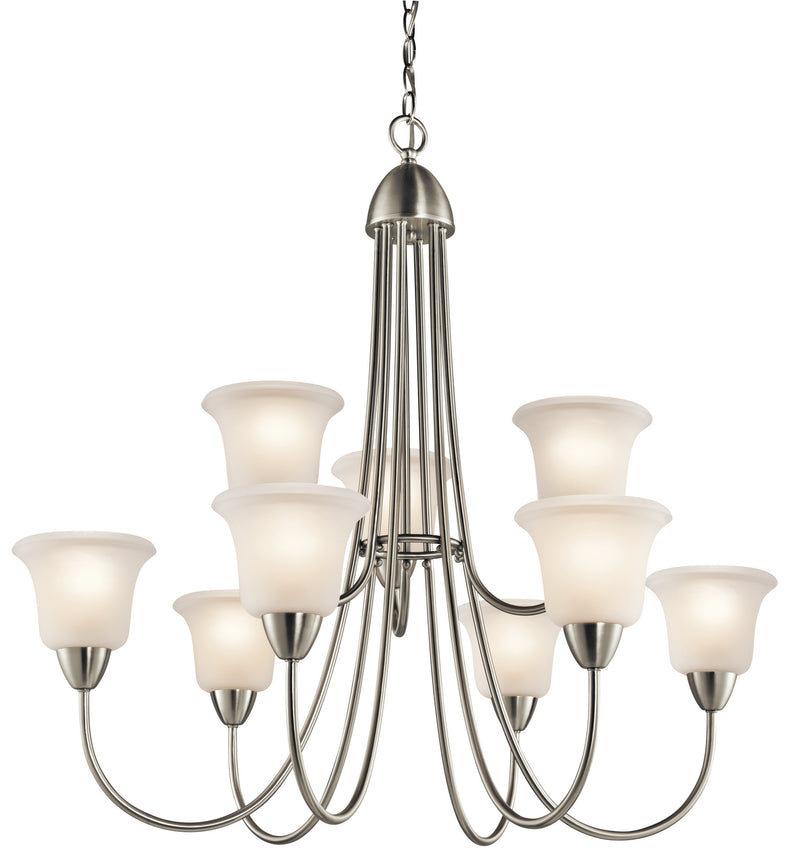 Kichler 42885NI Nine Light Chandelier, Brushed Nickel Finish - LightingWellCo