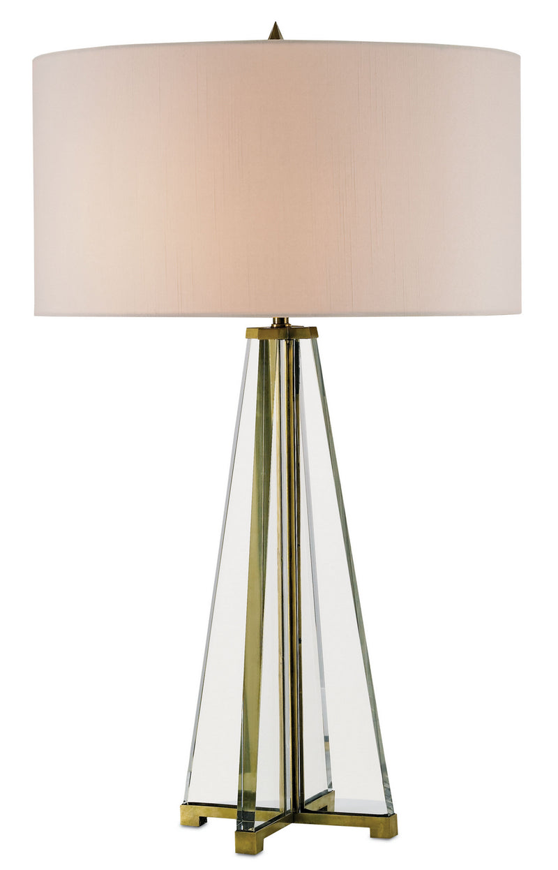 Currey and Company 6557 Two Light Table Lamp, Clear/Brass Finish-LightingWellCo