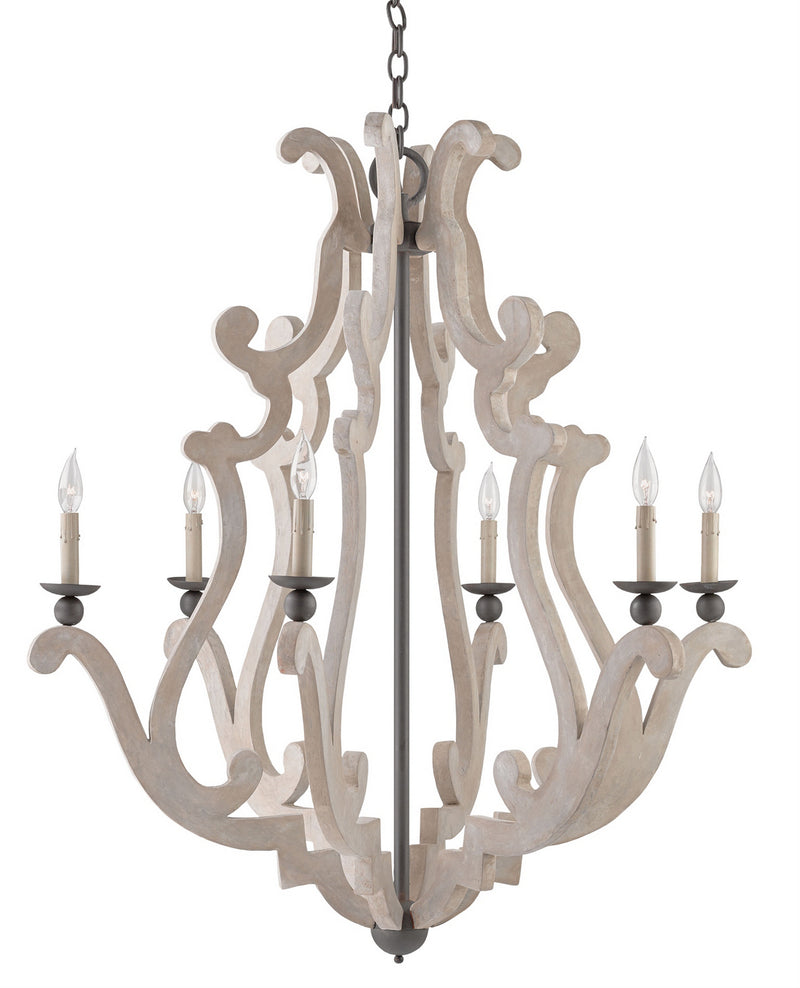 Currey and Company 9636 Six Light Chandelier, Portland/Old Iron Finish-LightingWellCo