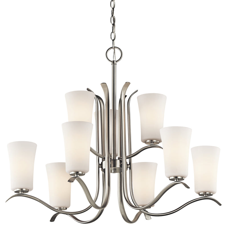 Kichler 43075NI Nine Light Chandelier, Brushed Nickel Finish - LightingWellCo