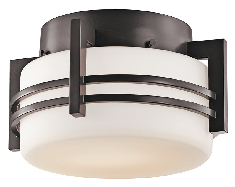 Kichler 9557AZ One Light Outdoor Ceiling Mount, Architectural Bronze Finish - LightingWellCo