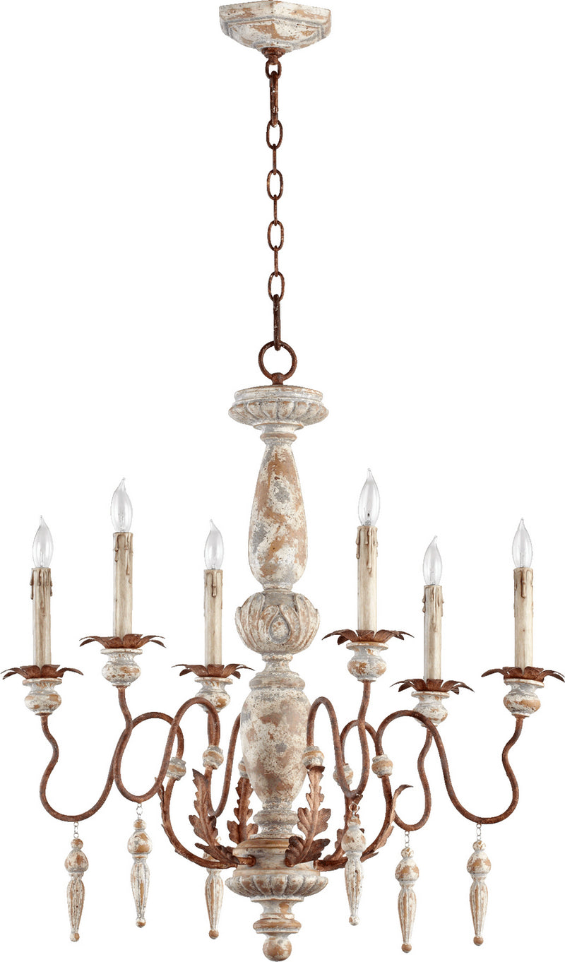 Quorum 6052-6-56 Six Light Chandelier, Manchester Grey w/ Rust Accents Finish - LightingWellCo