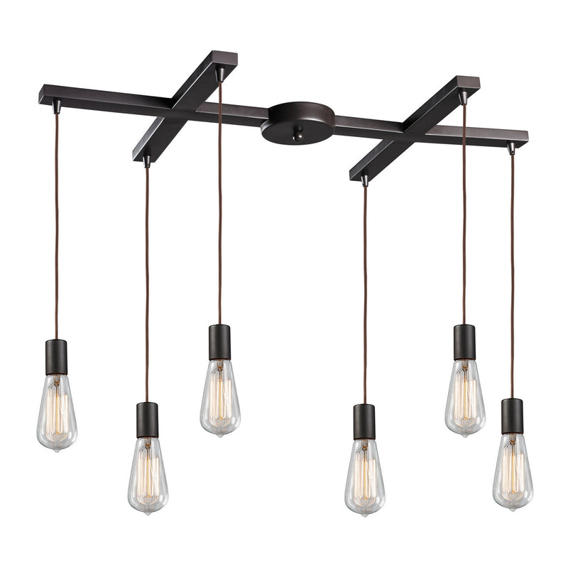 ELK Home 60046-6 Six Light Pendant, Oiled Bronze Finish-LightingWellCo