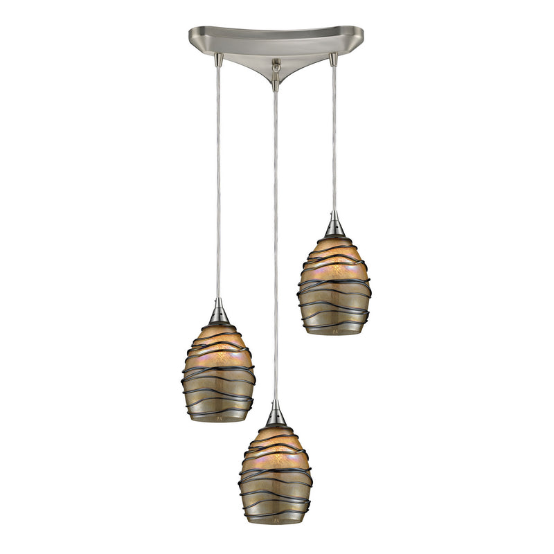 ELK Home 31142/3 Three Light Pendant, Satin Nickel Finish - At LightingWellCo