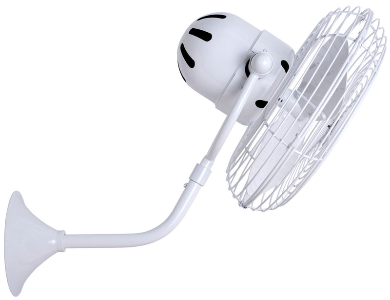 Matthews Fan Company Michelle Parede MP-WH-MTL Wall Fan, Gloss White Finish - LightingWellCo