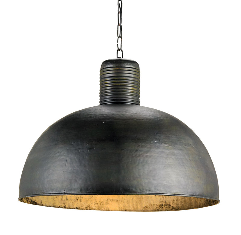 Currey and Company 9781 One Light Pendant, Dark Blackened Steel Finish-LightingWellCo