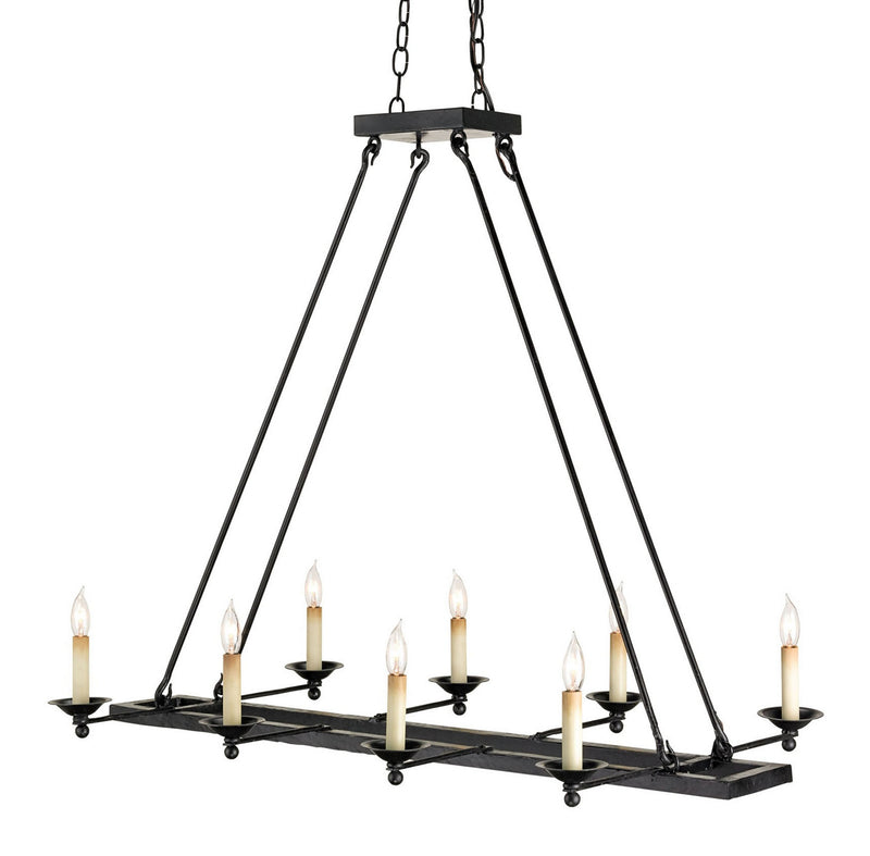 Currey and Company 9816 Eight Light Chandelier, Satin Black Finish-LightingWellCo