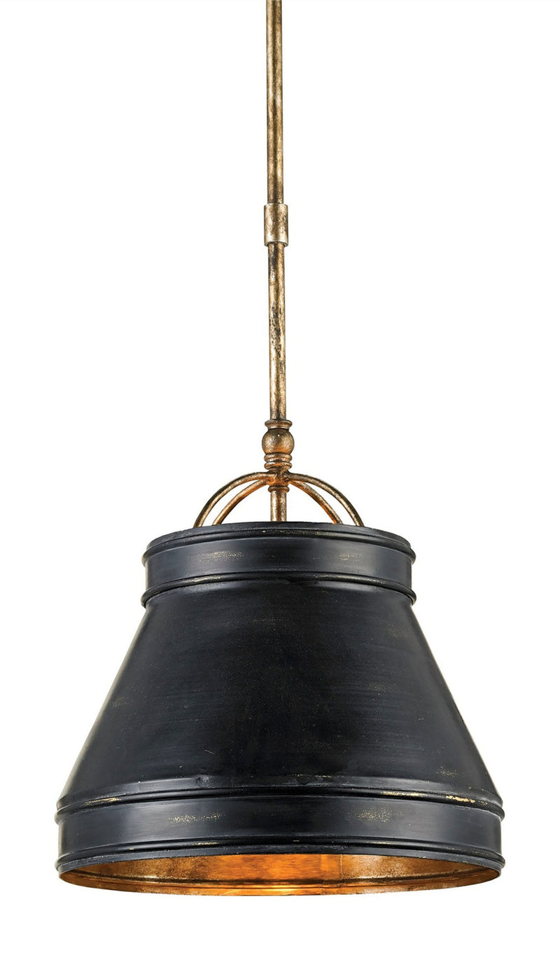 Currey and Company 9868 One Light Pendant, French Black/Pyrite Bronze Finish-LightingWellCo