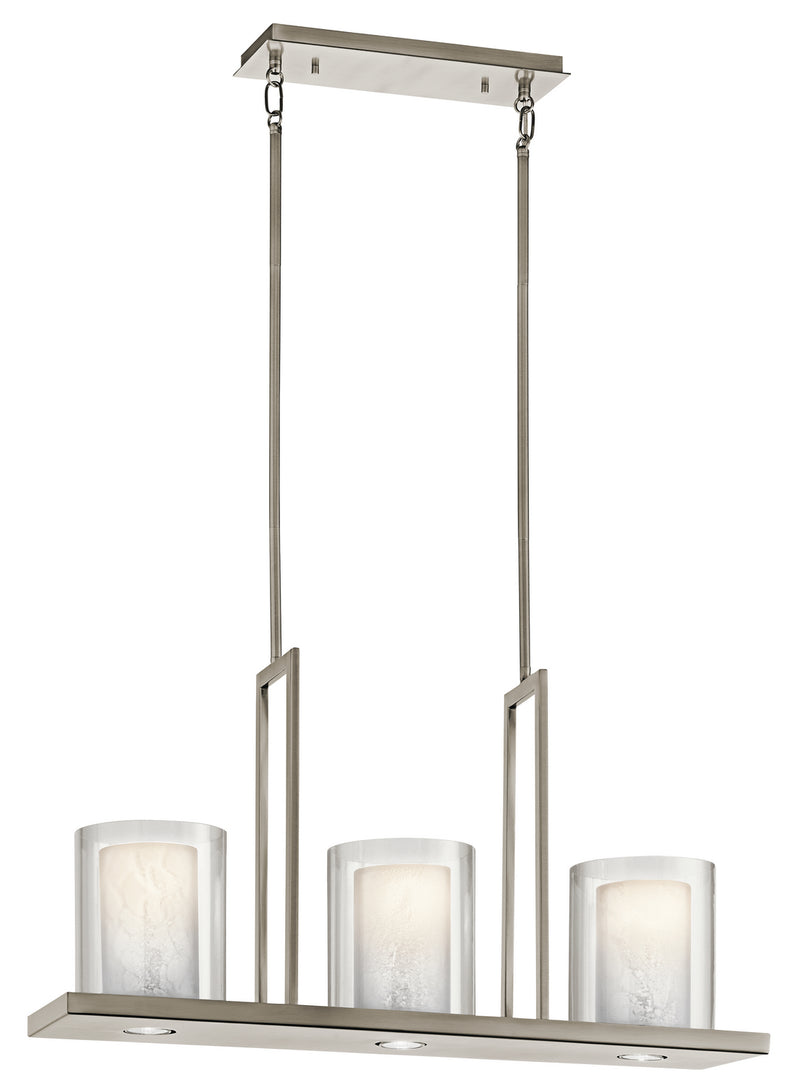 Kichler 42547CLP Three Light Linear Chandelier, Classic Pewter Finish - LightingWellCo