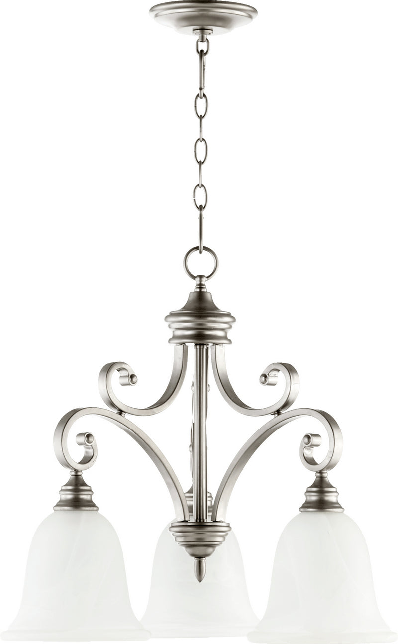 Quorum 6354-3-64 Three Light Chandelier, Classic Nickel Finish - LightingWellCo