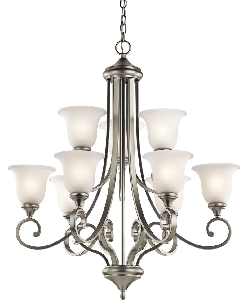 Kichler 43159NI Nine Light Chandelier, Brushed Nickel Finish - LightingWellCo