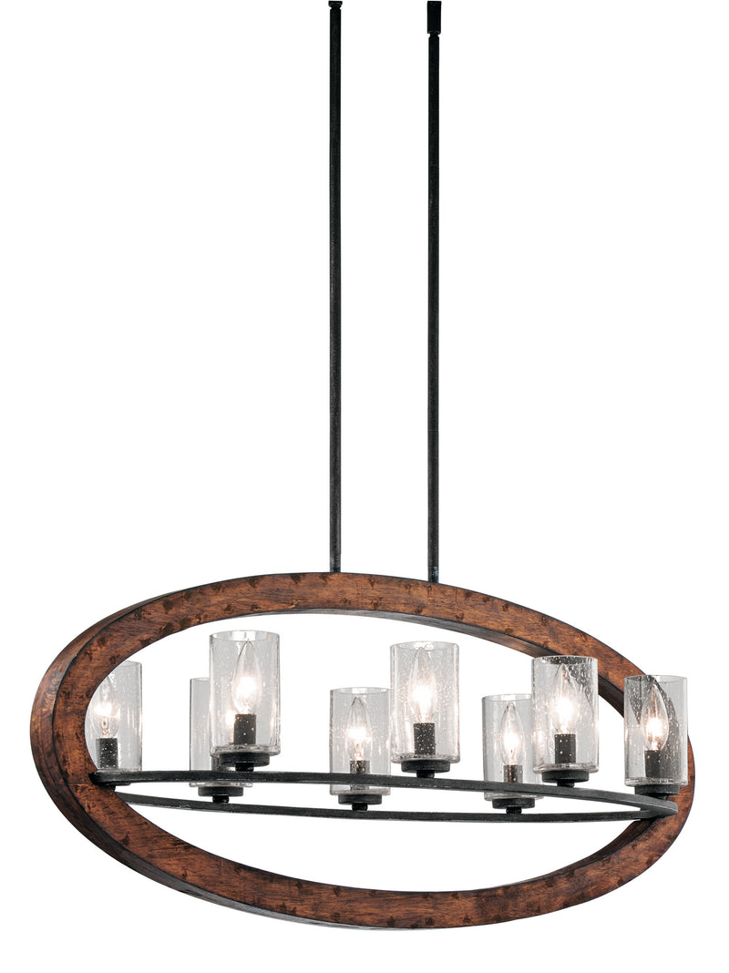 Kichler 43191AUB Eight Light Linear Chandelier, Auburn Stained Finish Finish - LightingWellCo