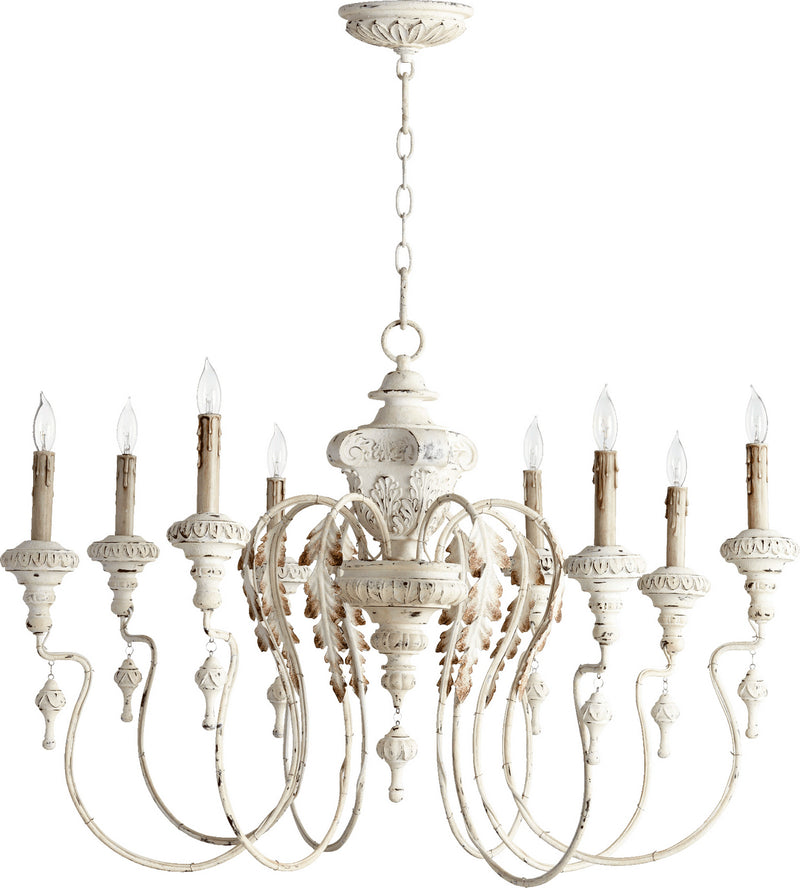 Quorum 6006-8-70 Eight Light Chandelier, Persian White Finish - LightingWellCo