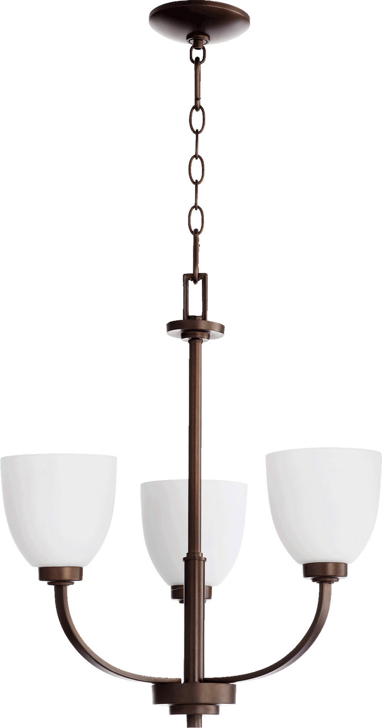 Quorum 6060-3-86 Three Light Chandelier, Oiled Bronze Finish - LightingWellCo