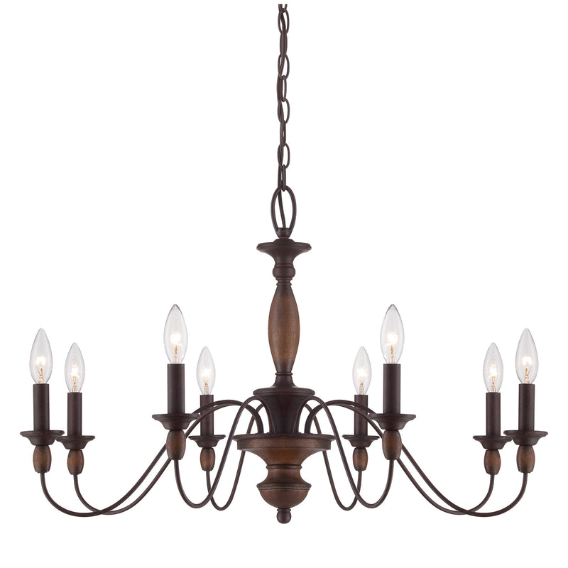 Quoizel HK5008TC Eight Light Chandelier, Tuscan Brown Finish - LightingWellCo