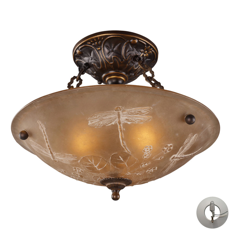 ELK Home 08096-AGB-LA Three Light Semi Flush Mount, Golden Bronze Finish-LightingWellCo