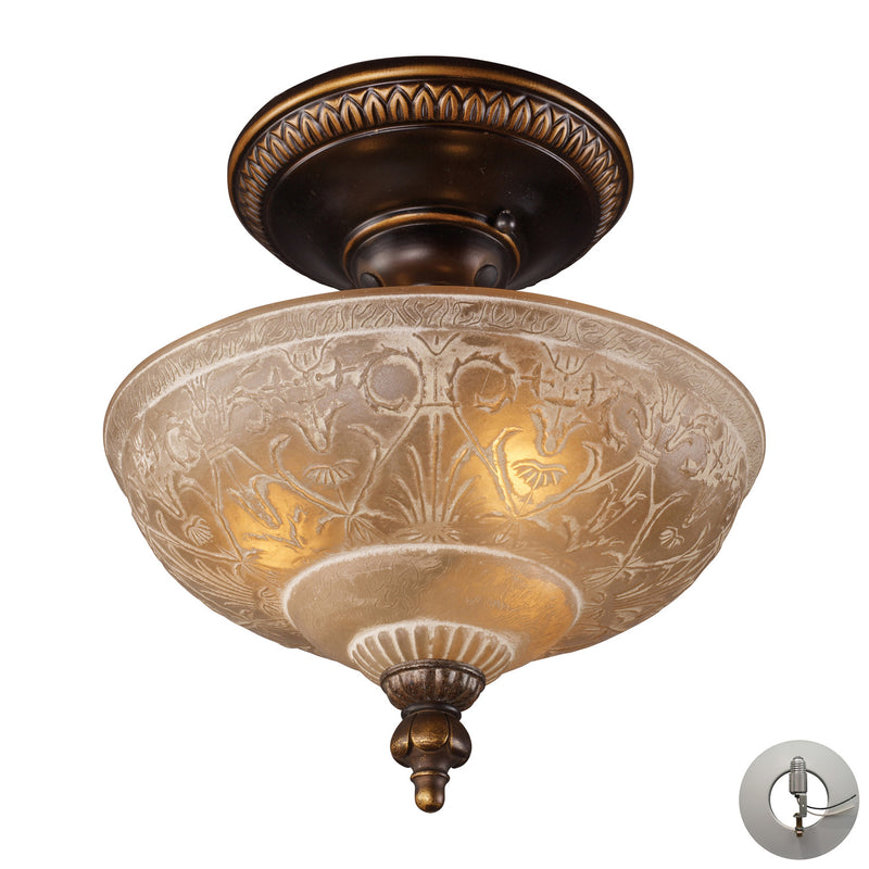 ELK Home 08100-AGB-LA Three Light Semi Flush Mount, Golden Bronze Finish-LightingWellCo