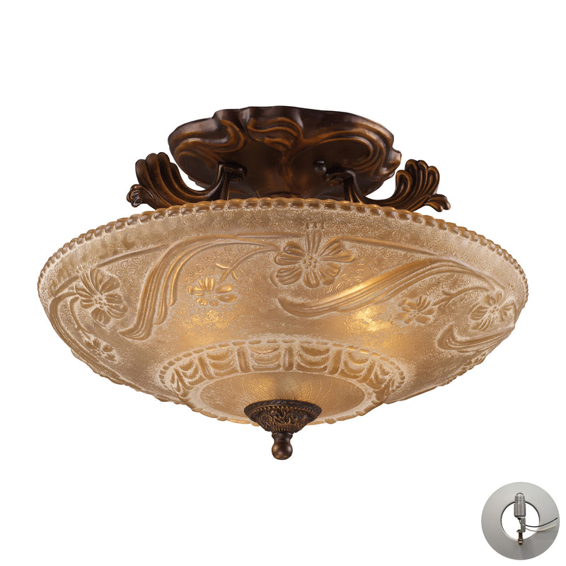 ELK Home 08101-AGB-LA Three Light Semi Flush Mount, Golden Bronze Finish-LightingWellCo