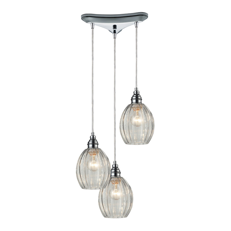 ELK Home 46017/3 Three Light Pendant, Polished Chrome Finish - At LightingWellCo