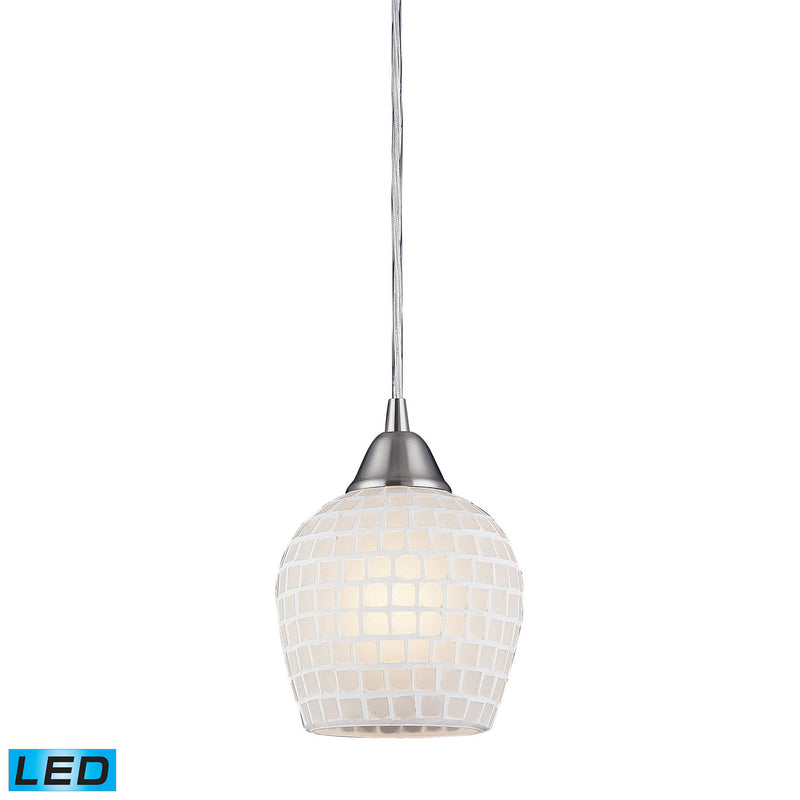 ELK Home 528-1WHT-LED LED Mini Pendant, Satin Nickel Finish-LightingWellCo