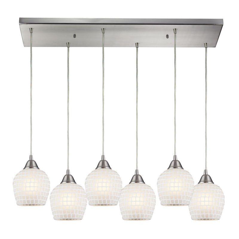 ELK Home 528-6RC-WHT Six Light Pendant, Satin Nickel Finish-LightingWellCo