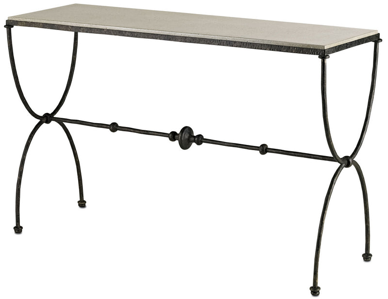 Currey and Company 4142 Console Table, Rustic Bronze/Polished Concrete Finish - LightingWellCo