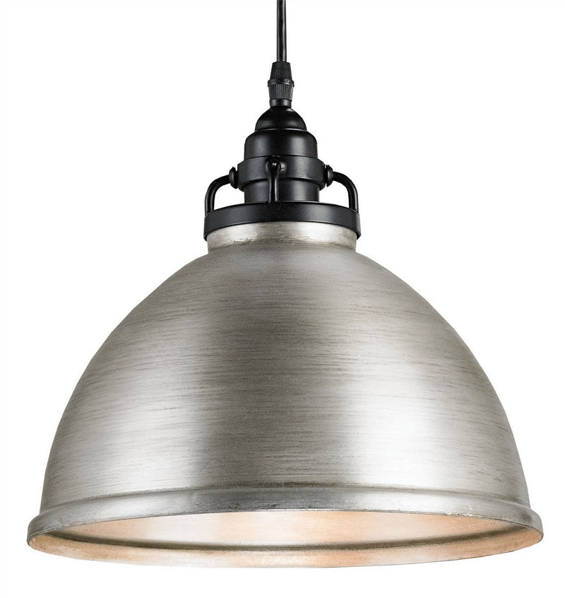 Currey and Company 9207 One Light Pendant, Satin Black/Antique Brushed Nickel Finish-LightingWellCo