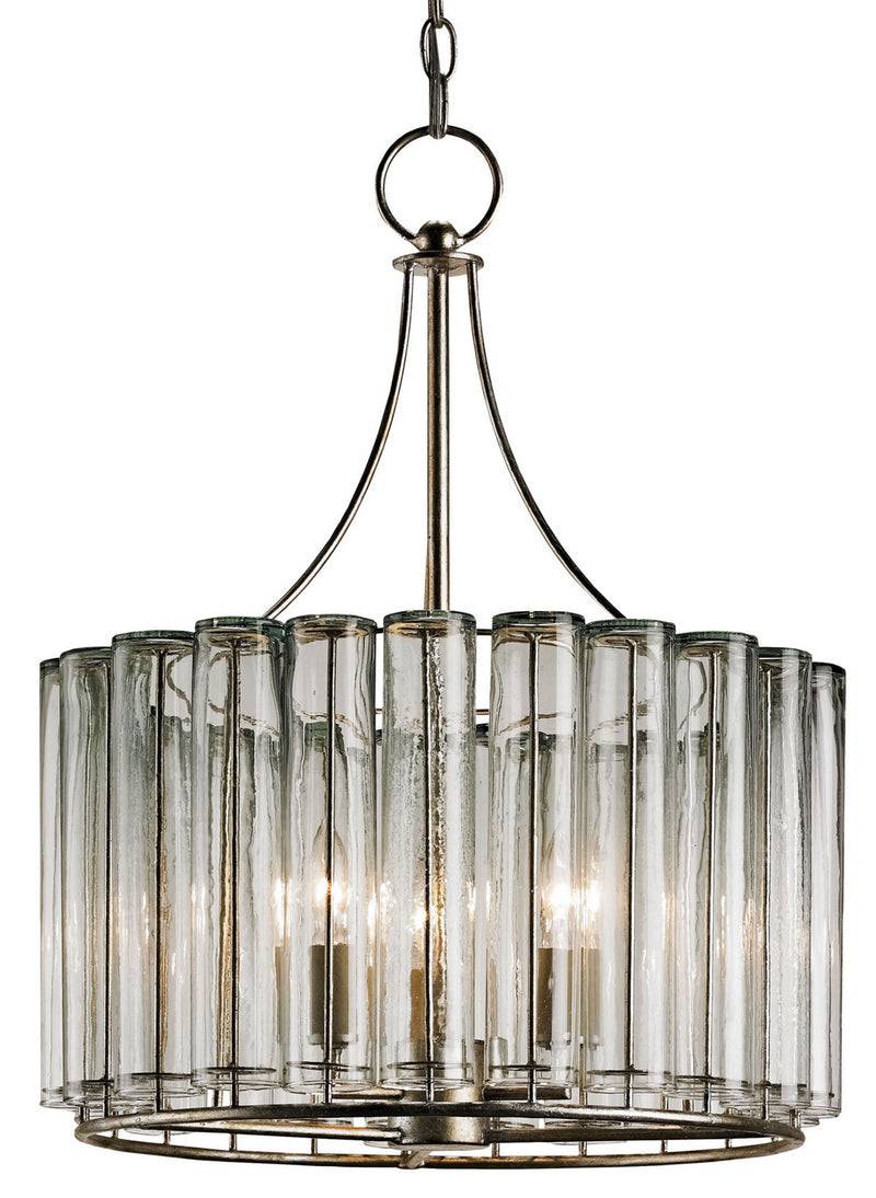 Currey and Company 9293 Three Light Chandelier, Silver Leaf Finish-LightingWellCo