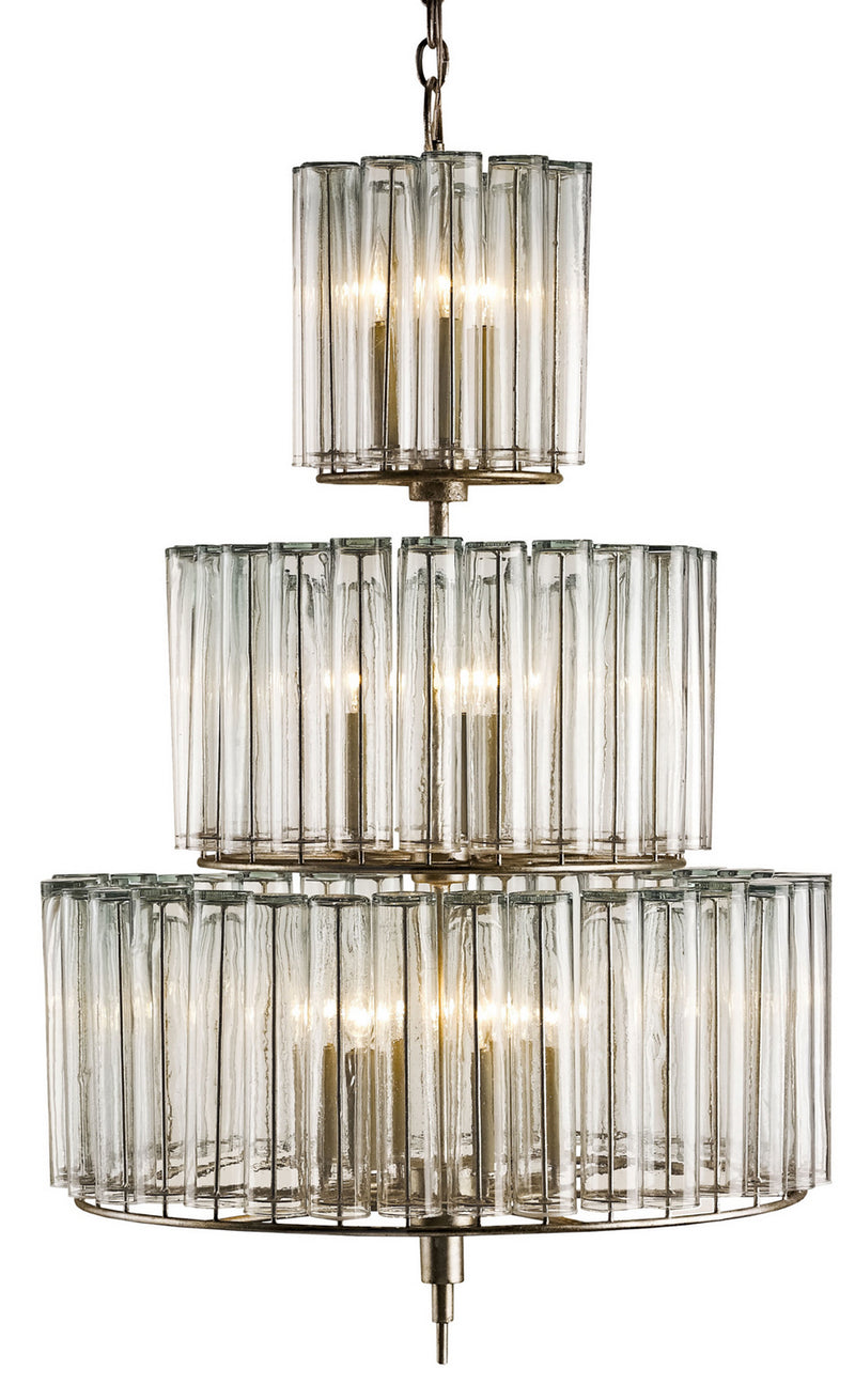 Currey and Company 9309 12 Light Chandelier, Silver Leaf Finish-LightingWellCo