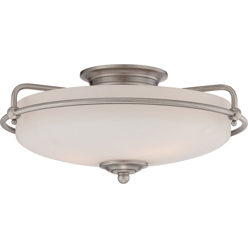 Quoizel GF1617AN Three Light Flush Mount, Antique Nickel Finish - LightingWellCo