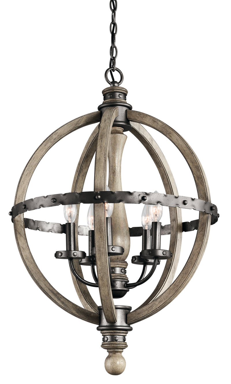 Kichler 43324DAG Five Light Chandelier, Distressed Antique Gray Finish - LightingWellCo